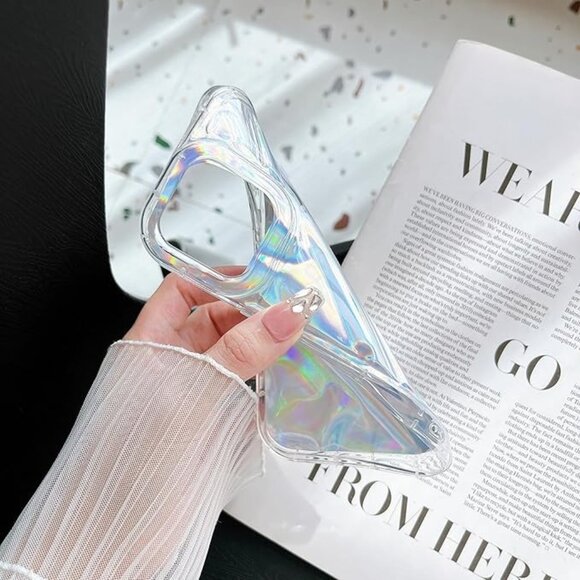 Water Ripple Patten Compatible for iPhone 14 Case Clear Glitter, 6.1“ - Picture 3 of 7